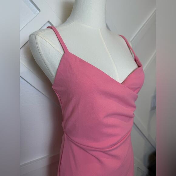 NWOT Lulus Pink Impeccable Essence Pink Surplice Tiered Mini Dress Size Small - Picture 5 of 14